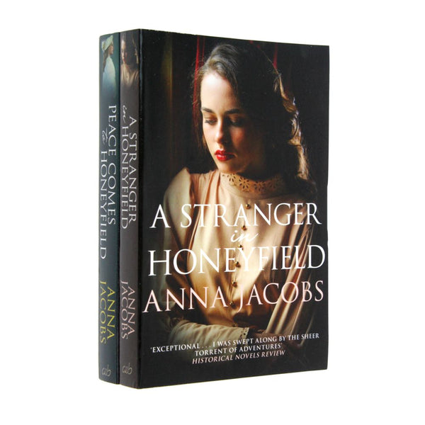 A photo of Anna Jacobs 2 Books Set (A Stranger in Honeyfield & Peace Comes to Honeyfield) on a White Background