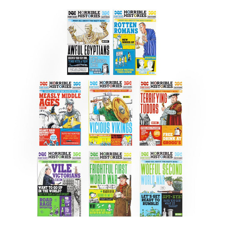 Horrible Histories Savage Collection 8 Books Set by Terry Deary – Fun and Educational Children's History Series with Humor and Adventure