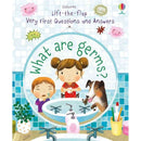 Usborne Very First Lift-the-Flap Questions And Answers Collection 2 Books Set (What are Germs, What is Poo)