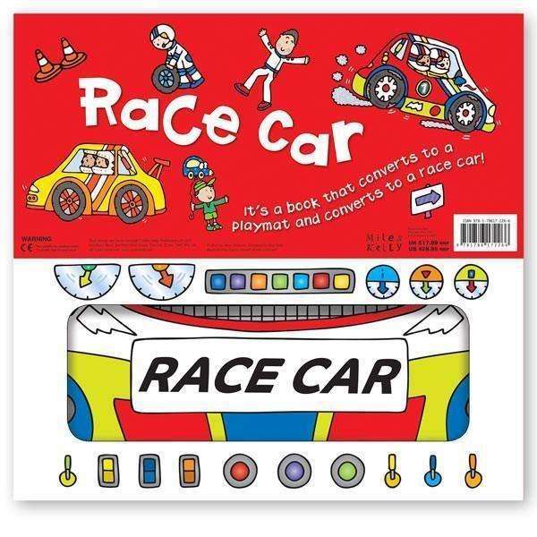 Miles Kelly Convertible Race Car 3 in 1 Book Playmat and Toy for Children