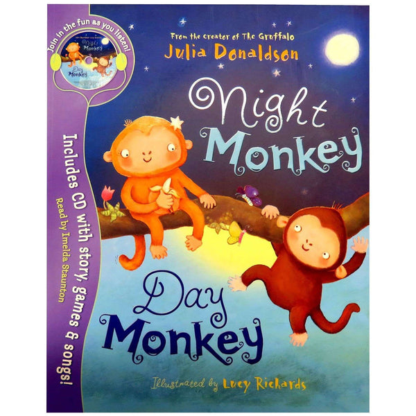 Night Monkey Day Monkey Paperback Including CD with story,games & songs