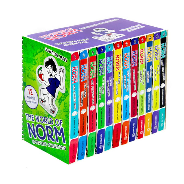 Photo of World of Norm 12 Book Set by Jonathan Meres on a White Background