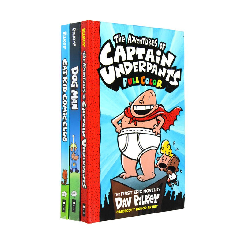 Dav Pilkey's Hero Collection: 3-Book Boxed Set( Adventures of Captain Underpants, Dog man, Cat Kid Comic Club