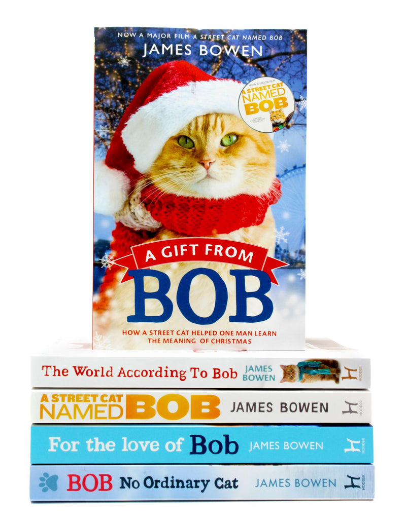 Photo of Bob the Cat Series 5 Books Set by James Bowen on a White Background