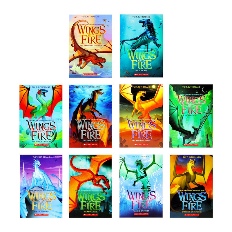 Wings of Fire Series 1-10 Books Collection Set (The Brightest Night, The Dark Secret, The Hidden Kingdom, The Lost Hair, The Dragonet Prophecy & More)