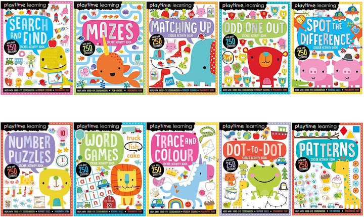Playtime Learning Sticker Activity 10 Book Collection Set by Make Believe Ideas– Fun Educational Books for Toddlers,Preschool Learning & Creative Play