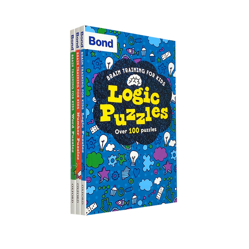 Bond Puzzle Brain Training For Kids 3 Books Collection Set Word, Number, Logic