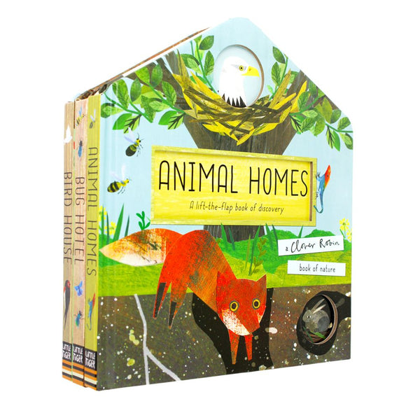 A Clover Robin Book of Nature Series – 3-Book Lift-the-Flap Collection | Bird House, Bug Hotel & Animal Homes | Interactive Kids Nature & Discovery