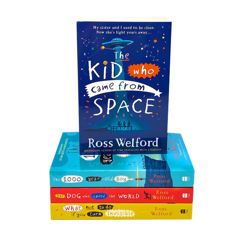Ross Welford Collection 4 Books Set (The Dog Who Saved The World, What Not To Do If You Turn Invisible, The Kid Who Came From Space, The 1000 Year Old Boy)