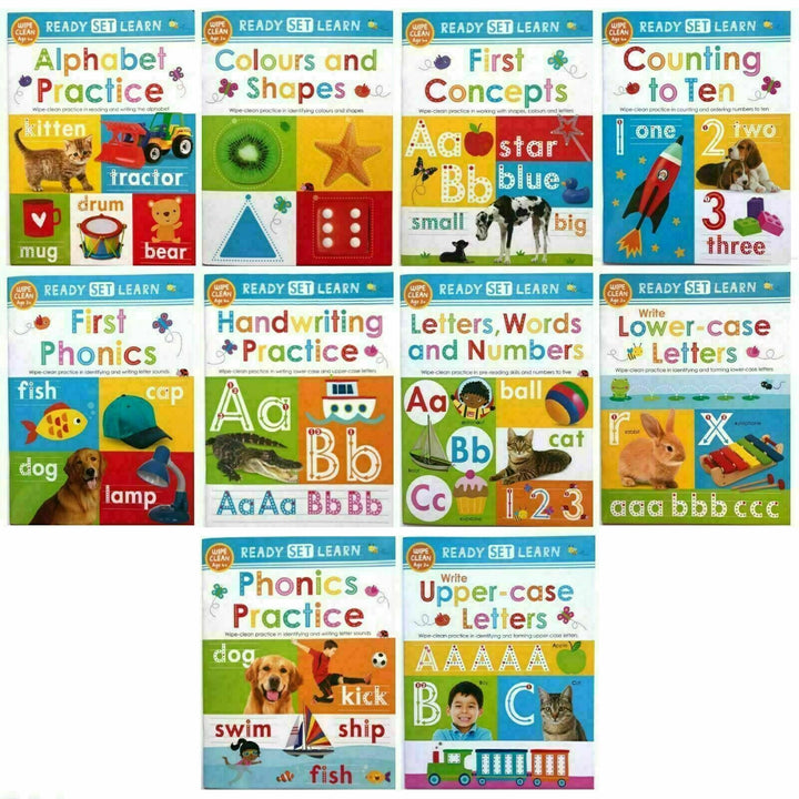 Ready Set Learn 10 Early Learning Wipe Clean Books Set – Interactive Preschool Activity Books for Fun Learning, Writing Practice & Skill-Building!
