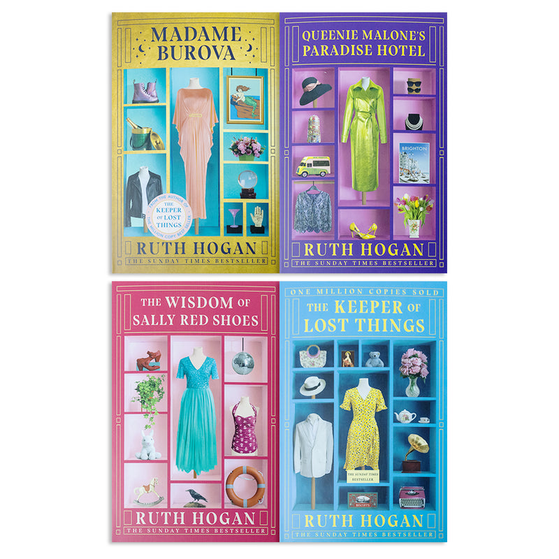 Ruth Hogan 4 Books Set (The Keeper of Lost Things, The Wisdom of Sally Red Shoes , Queenie Malone's Paradise Hotel , Madame Burova)