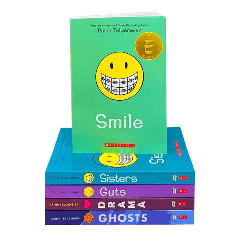Raina Telgemeier Graphic Novels 5-Book Set – Smile, Drama, Sisters, Ghosts, Guts | Kids' Fiction, Humor, Emotions, Comic Books & Young Readers Series