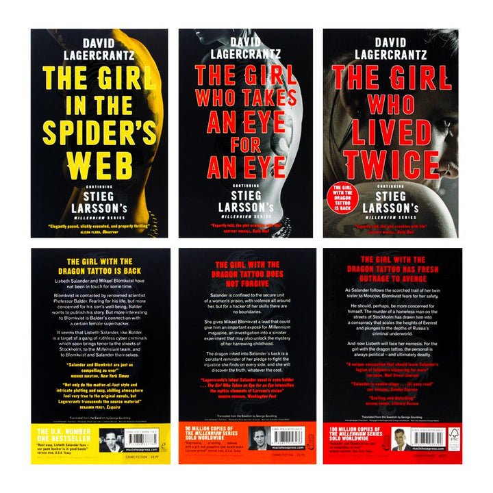 Millennium Series 3-Book Collection Box Set (Books 4-6) by David Lagercrantz—Thriller, Mystery,Suspense, Must-Read Fiction from Stieg Larsson's Legacy