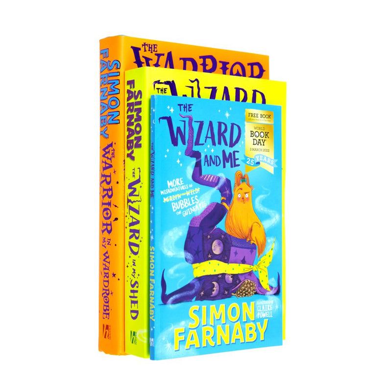 The Misadventures of Merdyn the Wild Series 3 Books Collection Set By Simon Farnaby (The Wizard In My Shed, The Warrior in My Wardrobe[Hardcover], The Wizard and Me World Book Day)
