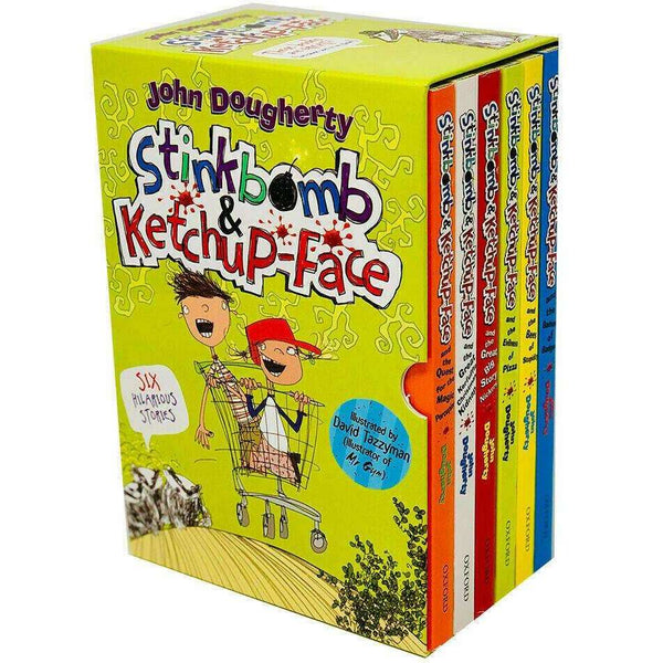 Stinkbomb & Ketchup Face Series 6 Book Collection Box Set by John Dougherty – Funny Children's Fiction, Adventure Stories, Paperback Set for 8+ years