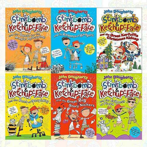 Stinkbomb & Ketchup Face Series 6 Book Collection Box Set by John Dougherty – Funny Children's Fiction, Adventure Stories, Book Set for 8+ years