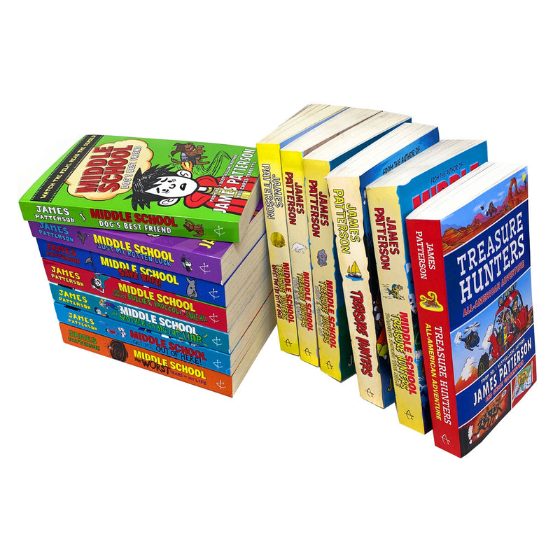 Treasure Hunters & Middle School Series 13 Books Pack Set By James Patterson
