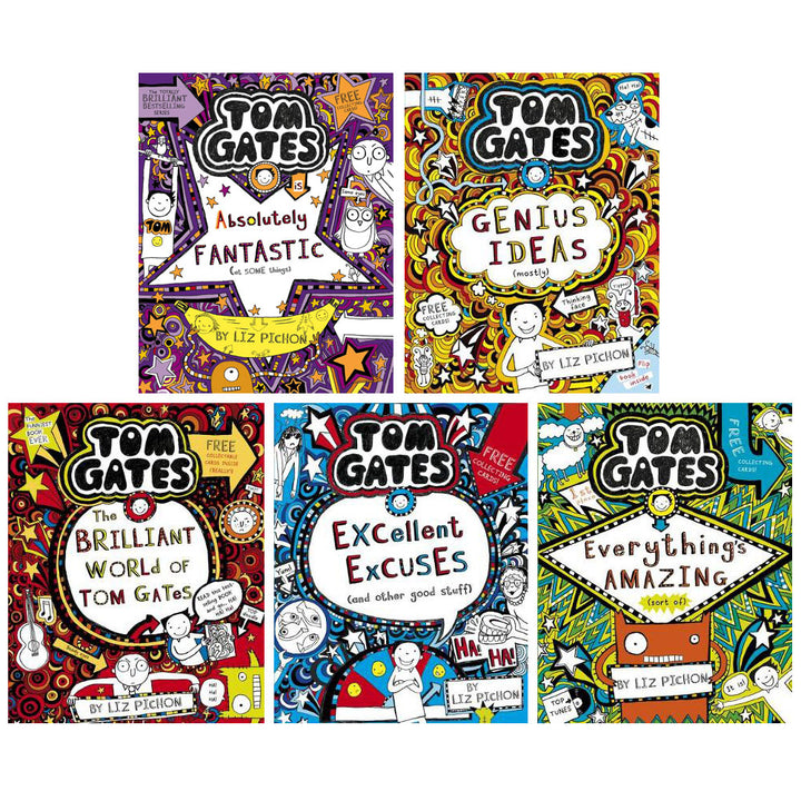 Tom Gates Series 1–5 Collection by Liz Pichon – Children's Book Set with Humor, Adventure, Fun Stories & Fiction for Kids Ages 8+ from Scholastic.