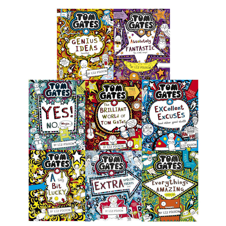 Tom Gates 8 Books Set Collection Liz Pichon Extra Special Treats,Tiny Bit Lucky