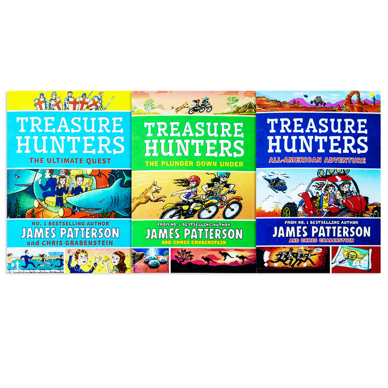 Treasure Hunters 3 Book Set By James Patterson (Ultimate Quest, Plunder Down Under, All American Adventure )