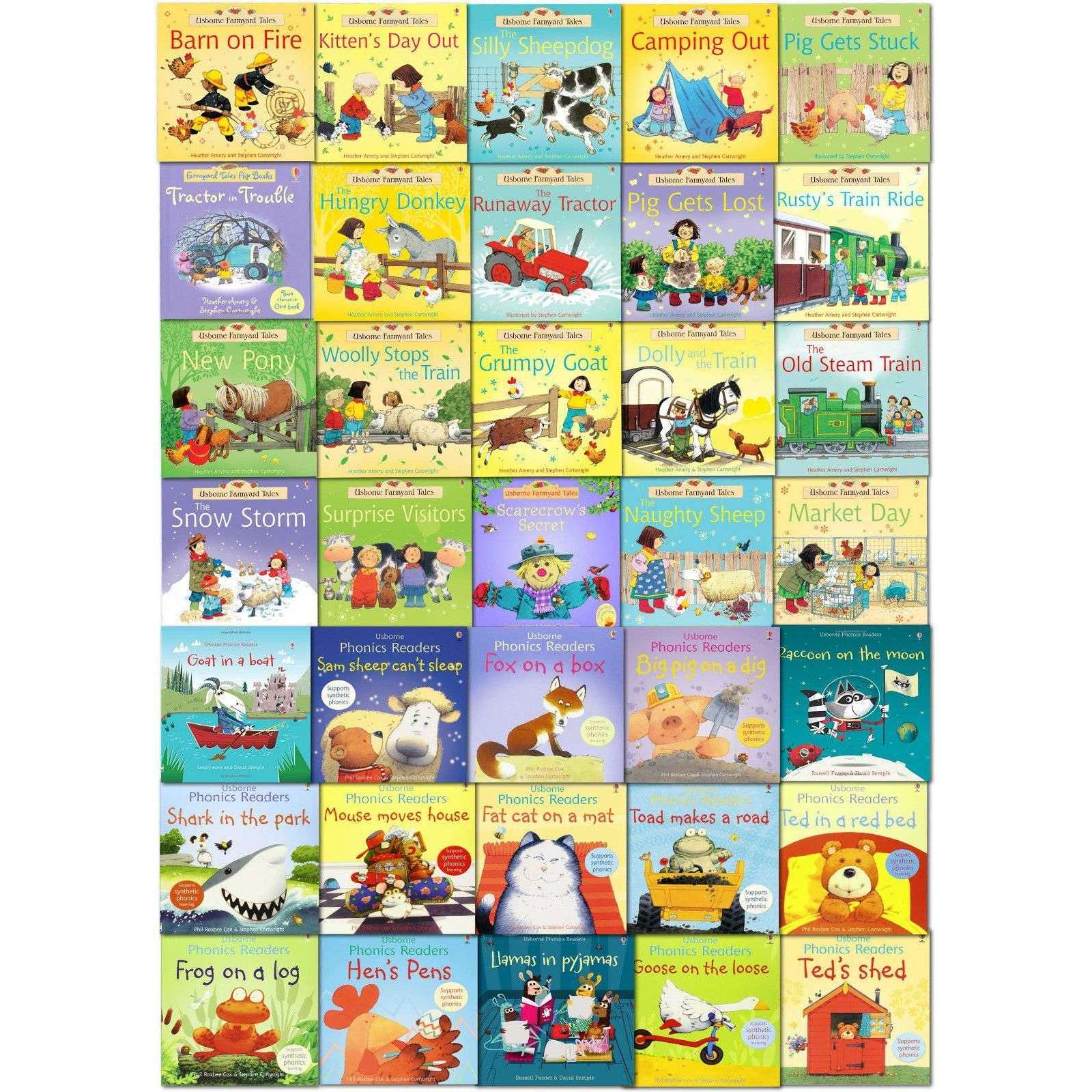 Usborne Early School Reading Collection 35 Children Books Set Farmyard ...