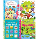 Usborne Lift The Flap 4 Books Set - Numbers,colours, opposites, word book