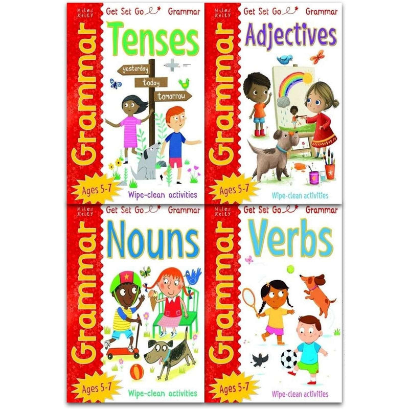 Wipe Clean Grammar Collection 4 Books Set Pack Adjectives, Nouns, Verbs, Tenses