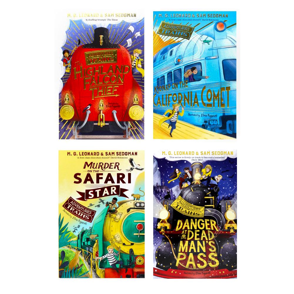 Adventures on Trains 4 Book Collection by M.G. Leonard & Sam Sedgman| Children's Mystery & Adventure Series  Includes Danger at Dead Man's Pass & More